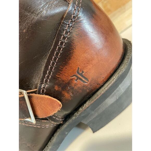 FRYE Smith Engineer Distressed Brown Leather Boots Women’s Sz 6 - Picture 7 of 13